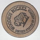 1950-1975  Quick-e-shop 25th Anniversary  5   Trade Token  Buffalo Wooden Nickel