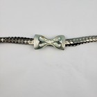 Stretch Belt Womens Silvertone Metal Fishscale Mesh Bow Buckle Vintage 70s 80s