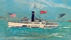 Antique American Maritime Folk Art Painting Of     Chateaugay    Steamer  40   x36 