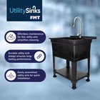 Utility Sink Heavy Duty Freestanding Utility Tub Sink  30 X 24 Inches  Black