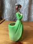 Vtg Ceramic Victorian Lady Green Dress Planter