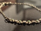 Vintage Avon Daisy Paperclip Chain Green Rhinestone Gold Tone Adjustable Anklet