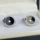 Montblanc Star Cufflinks Circula Stainless Steel With Black Resin Inlay Cufflink