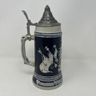 Vintage Gerz Germany Beer Stein Lidded Deutschland Cobalt Blue Gray 10 