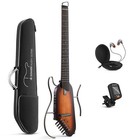 Donner Hush I Acoustic Electric Guitar Headless With Accessories   Sunburst