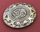 Vtg Rare Native American Signed M Sterling Silver Double Bear Claw Belt Buckle