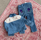 Feelin Groovy Upcycled Denim Jean Outfit Jacket 18m