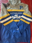 Men s Mitchell   Ness Blue Pittsburgh Panthers Head Coach Pullover Hoodie Size M