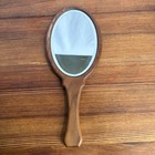 Vintage Victorian Hand Held Vanity Mirror Wood Brown 1970 1980