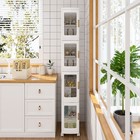 4-tier Narrow Storage Cabinet With Wheels   Shelves Bathroom Kitchen Small Space