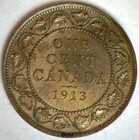 1913 Canada Large Cent Uncirculated Bronze 1c Canadian Coin George V Ruler