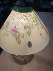 Rare Fenton Reverse Painted Hummingbird And Fuschias Lamp W  Pink Carnival Base