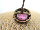 Vintage antique Victorian Brass   Amethyst rhinestonestones  9  L Ladies Hat Pin