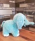 Crochet Baby Elephant 7  Tall X 10  Long Handmade Amigurumi Blue Chenille
