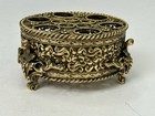 Stylebuilt Ormulo Gold Filigree Footed Lipstick Holder Signed 50 s Vtg 4  Dia