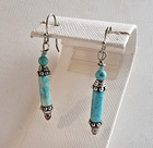 Southwestern Style Vintage 925 Sterling Silver Turquoise Dangle Earrings