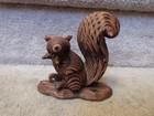 Htf Vintage Hand Carved Wood Cryptomeria Squirrel Glass Eyes 5 