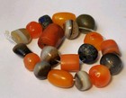 Strand Of 19 Ancient Agate  Carnelian  Lapis Lazuli   Antique Coral  Amber Beads