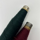 Vintage Wooden Lace Making Spools With Red Green Thread Set Of 2