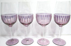 Hand-crafted Crystal Glass Wine Glasses Set Of 4 Lavender Cut To Clear 9 1 4  T