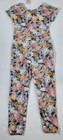 Pixie Lane Girls Size 7 Jumper Jumpsuit Cap Sleeve Floral Leaf Pattern New 
