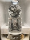 Elvis Presley Anniversary Clock Rotating Guitar Pendulum Porcelain Base New 