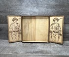 Antique 1920s Wood Box Painted Golf Lady Art Deco Woman Golfer Pyrography - Rare