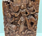 Vintage Balinese Hand Carved 3d 17-3 4  X 9-1 4  Wood Relief Panel - Free Ship