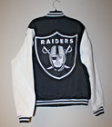 New Nfl Oakland Raiders Reversible Nascar Style Polyester Varsity Jacket Men M