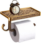 Antique  Toilet Paper Roll Holder Bathroom Wall Mounted With Phone Storage Shelf