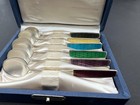 Set Of 6 Silver Enamel Spoons  Sweeden 1950 s