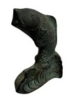 Vintage Cast Iron Koi Fish Sculpture Decor Bookend Heavy Green  black
