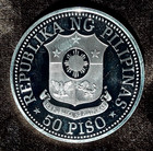 1975 Philippines New Society Marcos Vintage Proof 50 Piso Silver Coin  28 Grams 