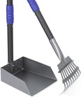 2x Dog Pooper Scooper Metal Poop Tray rake Set Pet Waste Removal Scoop W  Handle