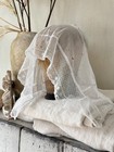 Damaged French Antique Bonnet Tulle White Lace Needlework Embroidered Embroider