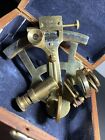 Vintage Stanley London Nautical Brass Marine 5  Sextant With Wooden Box Maritime