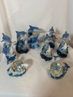 Lot-08 New 5 5    Blue Dolphins Swimming By Coral Figurines