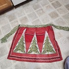 Vintage 1950   s Apron Handmade Christmas 2 Pocket Chiffon Trees Red Green