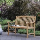 Teak Wood Out Door Bench Seat Patio Porch Garden Durable Sturdy Heavy Arm Rest