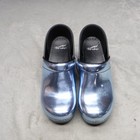 Dansko Womens 9 5 Clogs Blue Sky Metallic Professional Chrome Slip On Eu40 Nwd