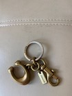 Coach Solid Signature C Bag Charm Keychain Key Fob Brass Gold