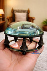 Antique Vintage Brass 4  Magnifying Glass Paper Weight Magnifier Tabletop Gift