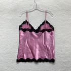 90s Y2k Vintage Camisole Tank Top Large Pink Satin Coquette Fairy Lingerie
