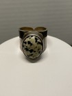 Vtg Sterling Silver 925 Dalmatian Jasper Adjustable Ring Mexico Taxco Artisan