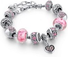 Pandora Silver Bracelet With Crystal Heart And Love European Charms