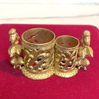 Vintage Poodle Lipstick Holder Gilt Ormolu Filigree Circa 1950s