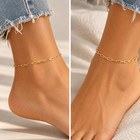 14k Gold Anklet  Ankle Bracelet Paperclip Chain  Minimalist  Size  10 