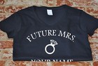 V-neck Future Mrs  Womens Custom T Shirt Wedding Bride Ring Bachelorette Party