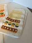 Vintage 1970s Retro Hand Towels Set Of 3 Orange Yellow Floral Pattern Mcm Towels