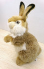 Hansa 2010 12  Plush Realistic Rabbit Sitting Up Brown Tan   White